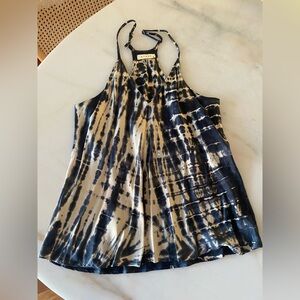 Worn 1x Stark X Tie-Dye Halter Top- navy and ivory -like new